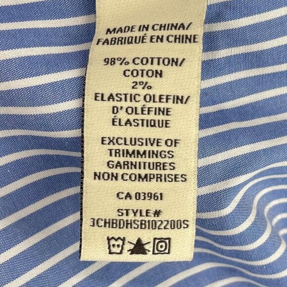 Denver Hayes Pin-Stripe Stretch Blouse XL Blue / White Short-Sleeve Button Front - Picture 8 of 8